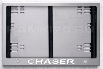 Квадратная светящаяся номерная рамка CHASER из нержавеющей стали с подсветкой надписи