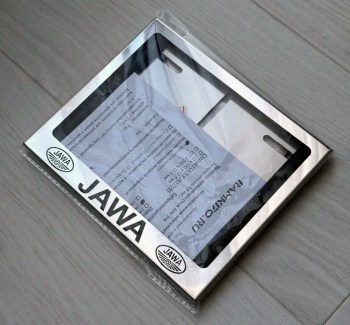 Рамка номера мотоцикла JAWA Ява новый ГОСТ 190х145 из нержавеющей стали хром