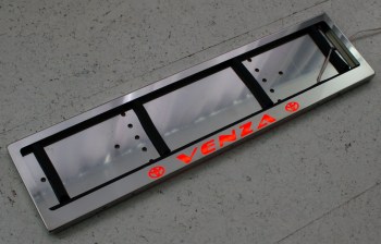LED Номерная рамка Toyota VENZA из нержавеющей стали со светящейся надписью