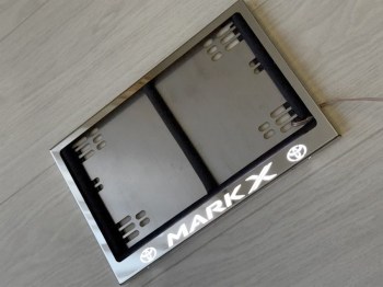 Квадратная светящаяся LED рамка Mark X из нержавеющей стали с подсветкой надписи
